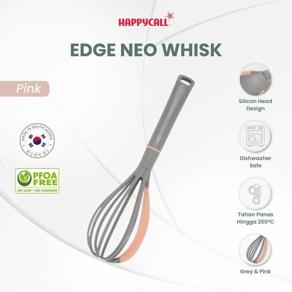 Happycall Whisk Edge Neo Silicon Head Whisk Pink - Alat Pengocok Telur