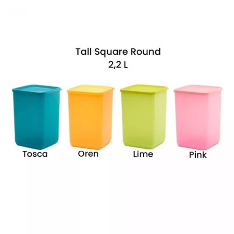 Tupperware Tall Square Round 2,2 L Kedap Udara Toples Tupperware Stoples Plastik