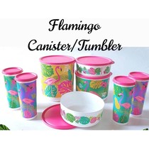 Tupperware Flamingo Cubix Round canister Stoples kedap Toples kedap udara bpa free