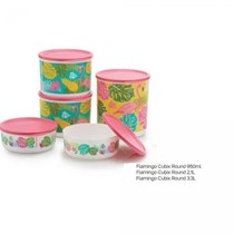 Tupperware Flamingo Cubix Round canister Stoples kedap Toples kedap udara bpa free