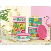 Tupperware Flamingo Cubix Round canister Stoples kedap Toples kedap udara bpa free