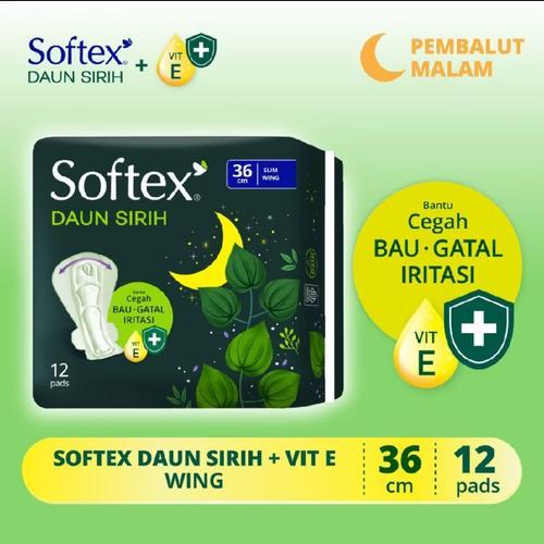 Softex daun sirih + vitamin E slim wing 36cm isi 12 pads