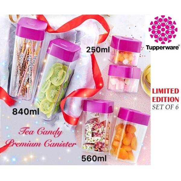 TUPPERWARE Crispy Conteno Tea Caddy Tea cANDY wadah kopi teh gula Toples kedap udara