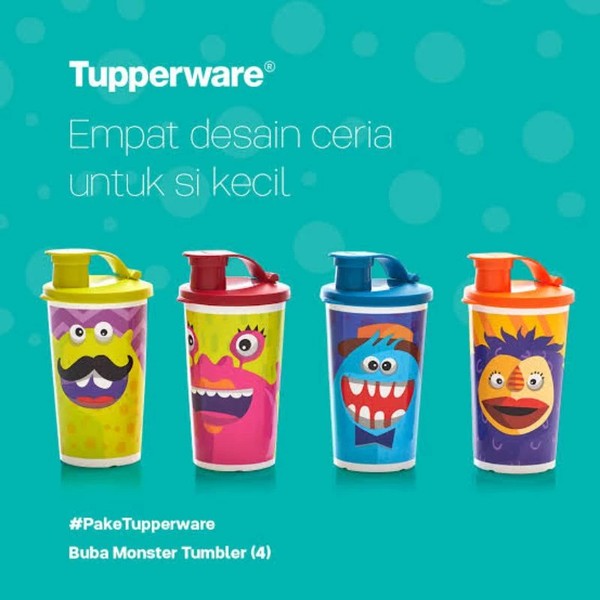 Tupperware Buba Monster Tumbler dengan Spout 330ml - Botol Minum Anak Anti Tumpah