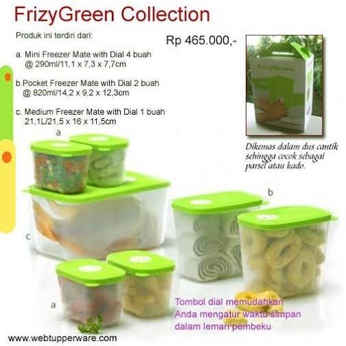 Tupperware Frizy Green Collection Wadah Penyimpanan untuk kulkas dan freezer