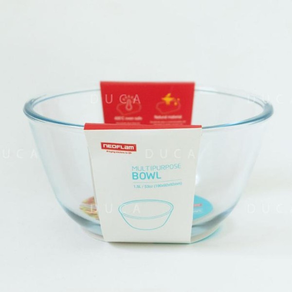 Mixing bowl kaca Glass Bowl 1.5L 19 cm Mangkok Kaca Tebal Mangkok Beling