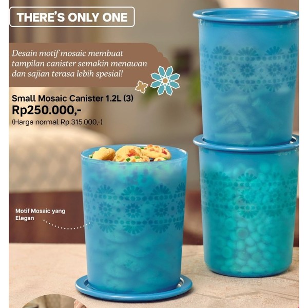 Tupperware Mosaic Canister pEACOCK Blue