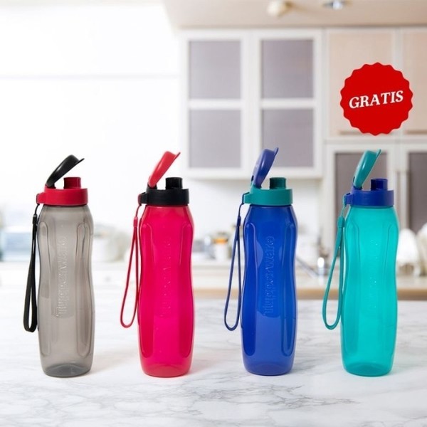 Tupperware Botol Minum 1 Liter dengan Tali Gratis dan Pilihan Warna Cerah