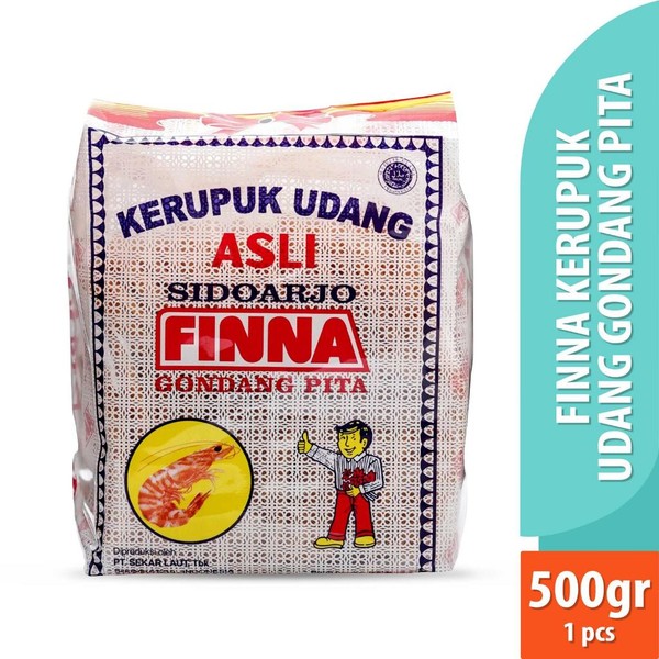 Finna Kerupuk Udang Mentah Gondang Pita 500Gr digoreng dengan minyak panas renyah