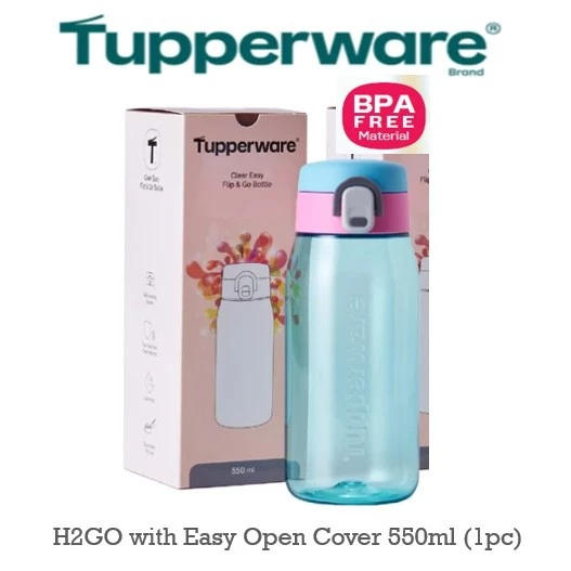 Tupperware H2GO dengan Tutup Mudah Buka 550ml BPA Free Material Botol Minum Praktis dan Aman