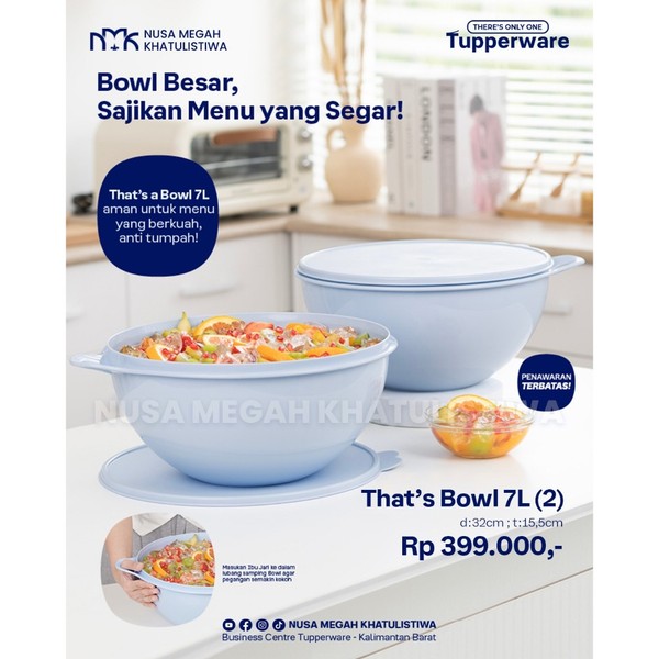 tupperware Bowl Jumbo 7.8 L thats bowl wadah jumbo Wadah Penyimpanan Adonan dilengkapi tutup