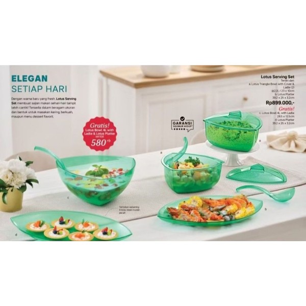 tupperware lotus bowl sebening crystal tahan pecah Tupperware Polycarbonate Solid Serving Bowl
