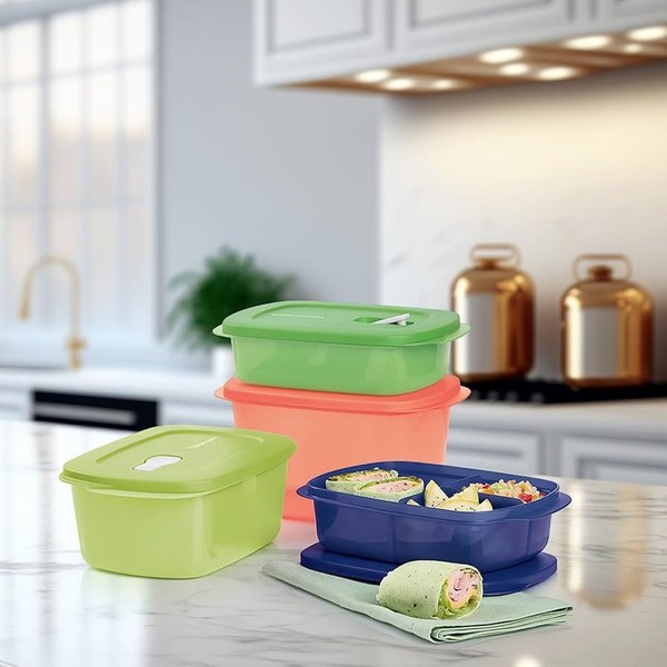 Crystalwave rectangular 2.3L 1.1L microwave safe container with a steam-release vent and stain resist interior