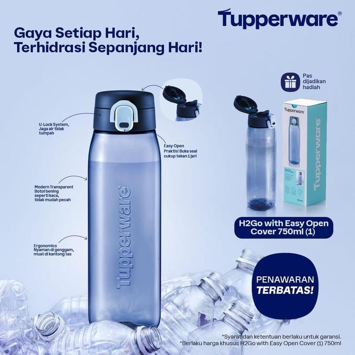 tupperware H2Go 750ml Easy Open Cover 750ml Tupperware Botol Minum Water Bottles