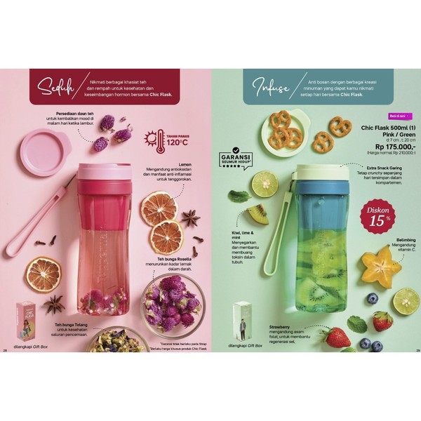 Tupperware Chic Flask infused water tumbler Wadah Berbagai Kreasi Minuman