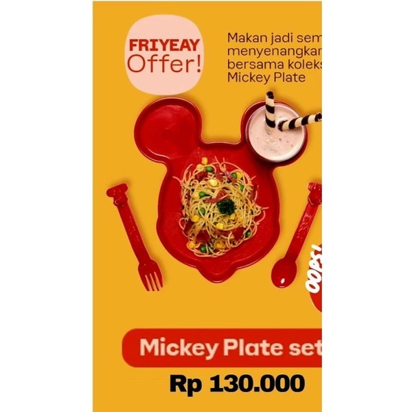 TUPPERWARE MICKEY Alat makan Anak Piring Sendok