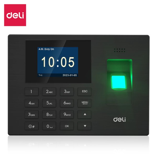 Deli Mesin Absensi Sidik Jari ES151 1200 Kapasitas Fingerprint Attendance Laporan Otomatis