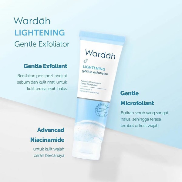 Wardah Scrub  Lightening Gentle Exfoliator 50 ml - Pembersih Wajah dengan Scrub dan Advanced Niacinamide