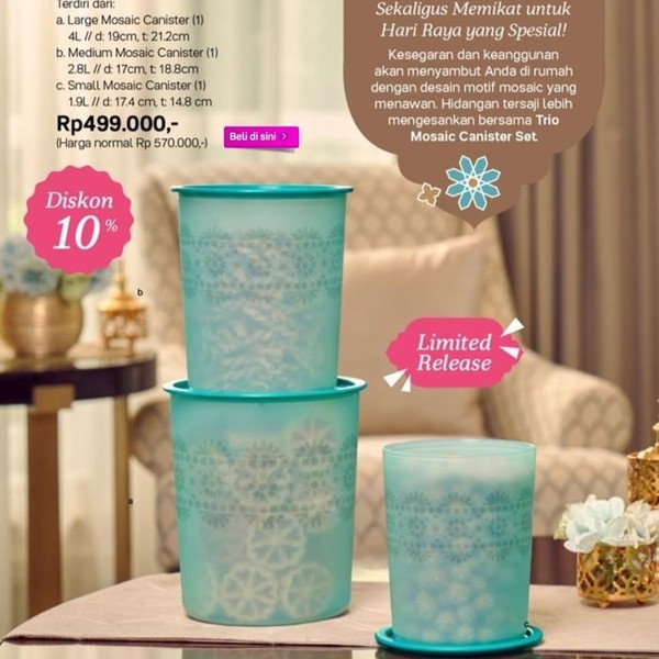 Tupperware Mosaic Canister Toples kedap udara