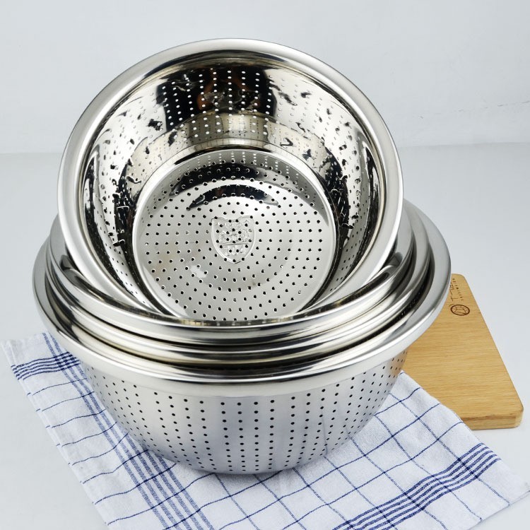 Baskom Saringan Baskom berLubang 28CM 30cm Baskom Tirisan Stainless Steel