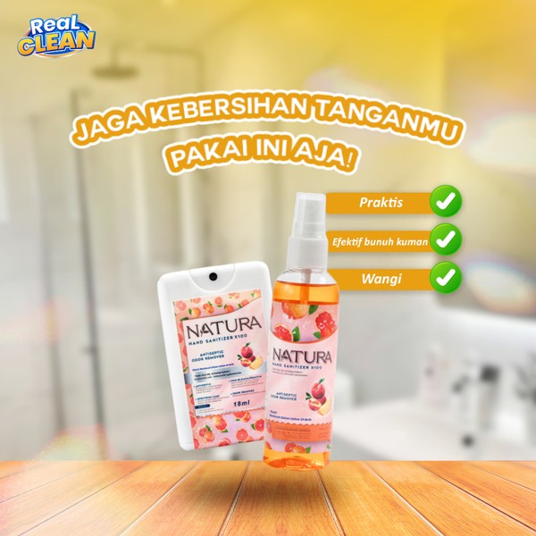 Natura Hand Sanitizer X100 Cair POCKET Peach Antiseptik Spray