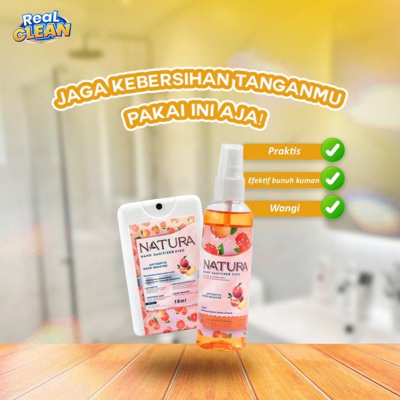 Natura Hand Sanitizer X100 Cair POCKET Peach Antiseptik Spray