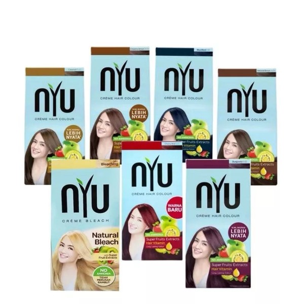 NYU Pewarna rambut Hair Colour Box Pewarna Rambut No Ammonia Tidak Merusak Rambut With Super Fruit Extract
