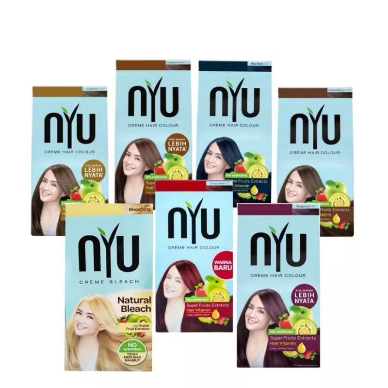 NYU Pewarna rambut Hair Colour Box Pewarna Rambut No Ammonia Tidak Merusak Rambut With Super Fruit Extract