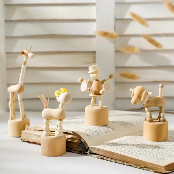 Mainan pendidikan boneka menari boneka kayu dekorasi