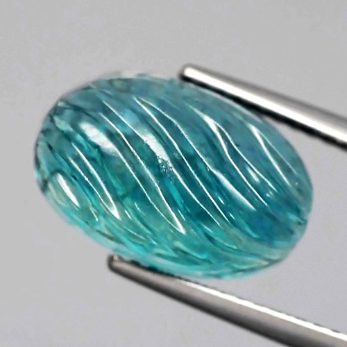 CV011 5.66ct Oval-Leaf Carving Natural Bluish Green Fluorite