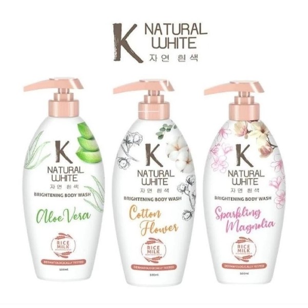 K Natural White 500ml Mencerahkan dan menutrisi kulit Brightening Body Wash Besar Pump