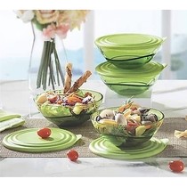 Tupperware eleganzia bowl Hijau mangkuk kristal tupperware