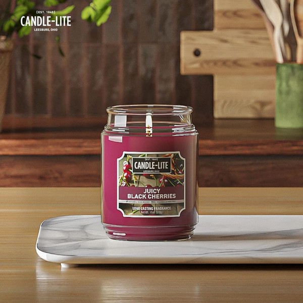 CANDLE LITE Scented Juicy Black Cherries Fragrance, Single-Wick Aromatherapy Candle