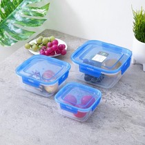 Komax Wadah Makanan BB Lock Square Set 3 Pcs Freezer & Microwave Safe Kotak Makanan Warna Biru