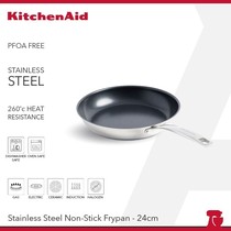 KitchenAid Stainless Steel With Ceramic Coating Open Frypan 24cm- cc005701-001