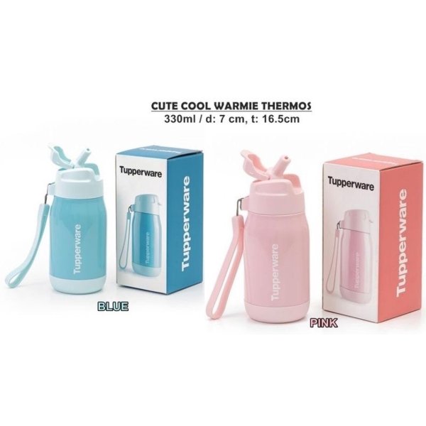 Tupperware Cute Cool Warmie Thermos 330ml Termos Vakum Double Insulation Stainless Steel 6 Jam Hangat Dingin dengan Silicone Strap