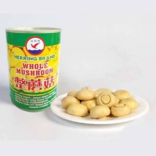 Jamur Kancing HERRING BRAND atau IKPS Whole Mushroom Dalam Kaleng 400Gr
