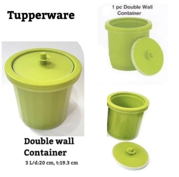 Tupperware Ice Bucket Cooler with Push Button Lid Termos double wall container