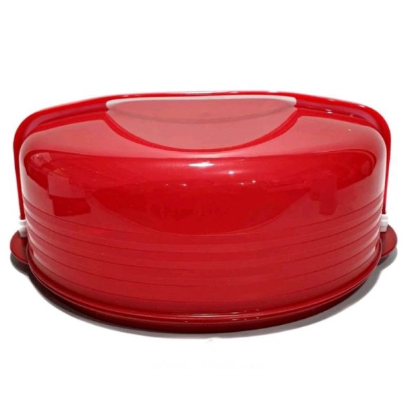 Tupperware Cake Taker Round 35cm Wadah Cake Tempat Cake - Red