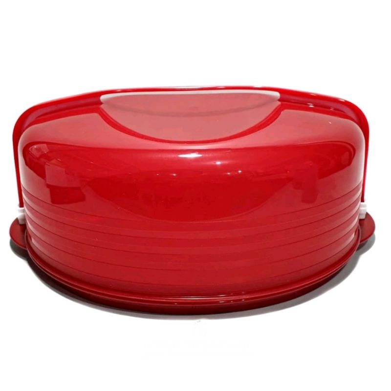 Tupperware Cake Taker Round 35cm Wadah Cake Tempat Cake - Red