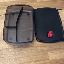Tupperware Rock N Serve Divided 3 Section -Vented -Microwaveable Black Container Rock and Serve