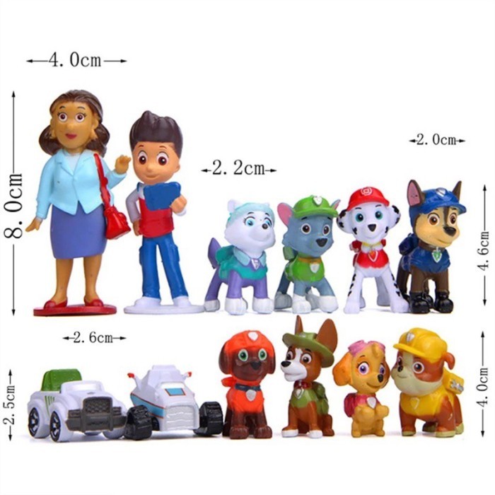 Paw Patrol 2B Set isi 12pcs Topper Kue paw patrol Figure