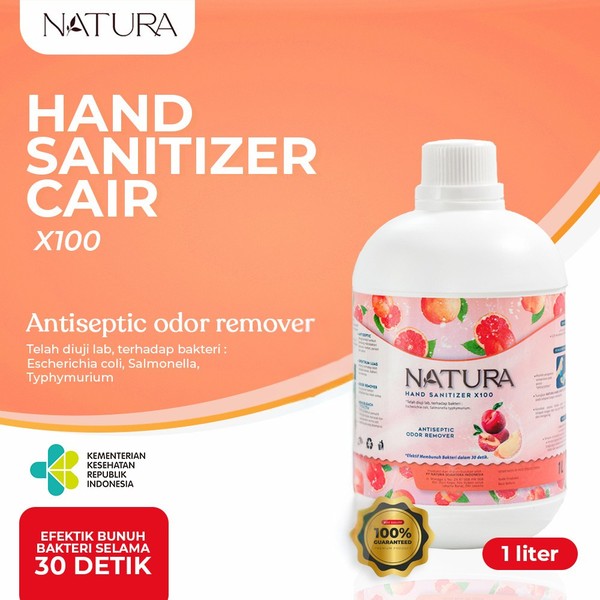Natura Hand Sanitizer X100 Cair 1000ml Aroma Peach