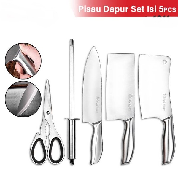 Pisau Dapur Set 5pcs Stainless Steel Kitchen Knife Set Stainless 5pcs G1311