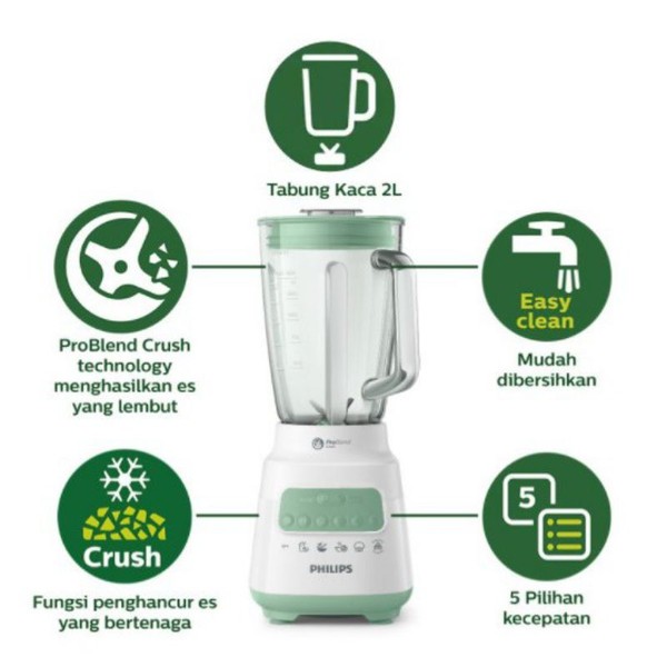 Philips Blender Kaca HR2222 Series 5000 HR 2222  SUDAH INCLUDED ASURANSI