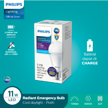 Philips Emergency AC DC RadiantLine Rechargeable LEDBulb 13W 11W 6500K 8W