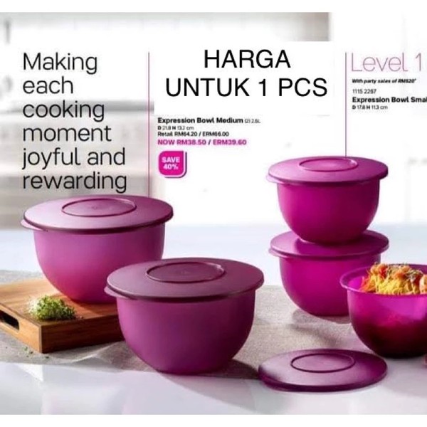 Expression bowl  mangkuk dengan tutup mixing bowl Tupperware