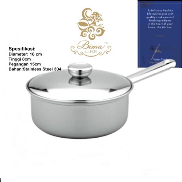 Bima Panci Saus Prima Saucepan Inox Premium ukuran 18cm