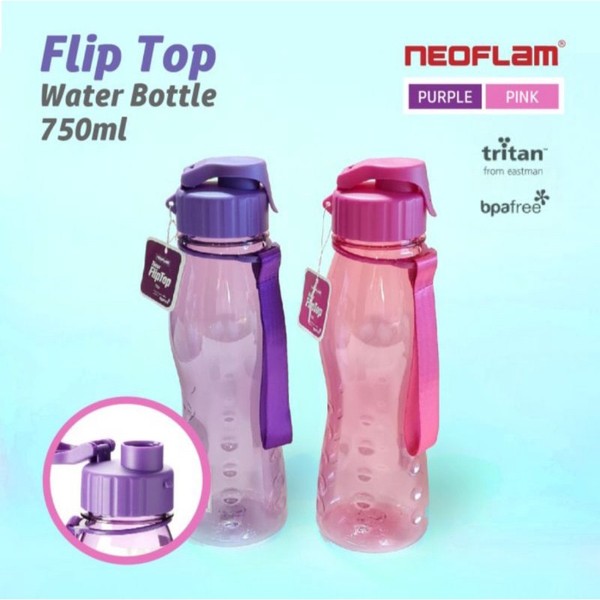 neoflam botol minum flip top 750ml botol minum plastik water bottle botol minum anak plastic dengan tali pegangan gantungan