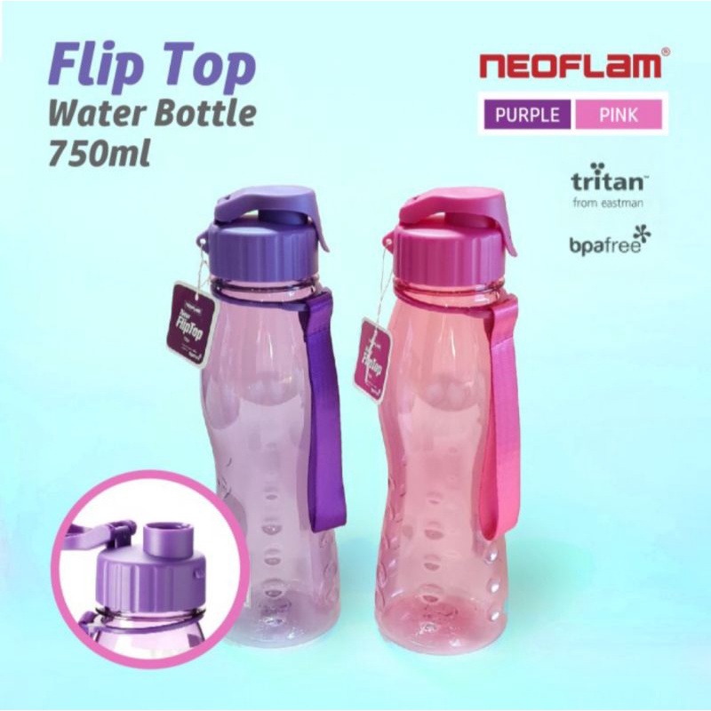 neoflam botol minum flip top 750ml botol minum plastik water bottle botol minum anak plastic dengan tali pegangan gantungan